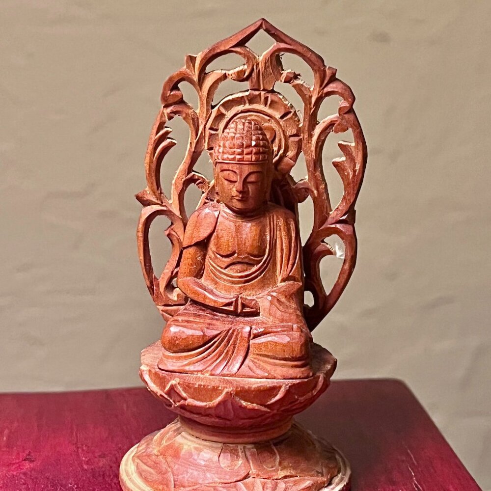 Shakyamuni Buddha Miniature Sandalwood Handcarved Statue
